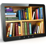 E-learning.  Tablet pc and textbooks. Education online.